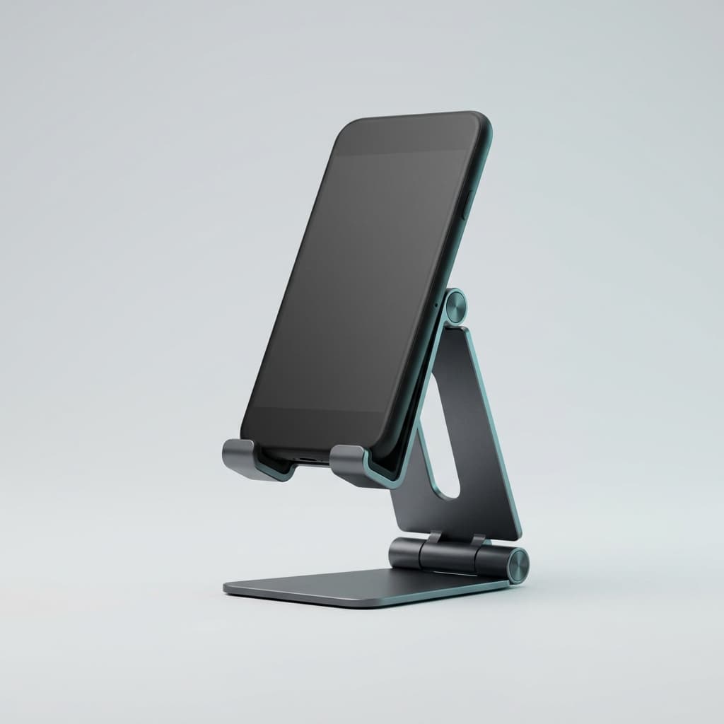 Folding Desk Stand — Prop it up for calls and clips.